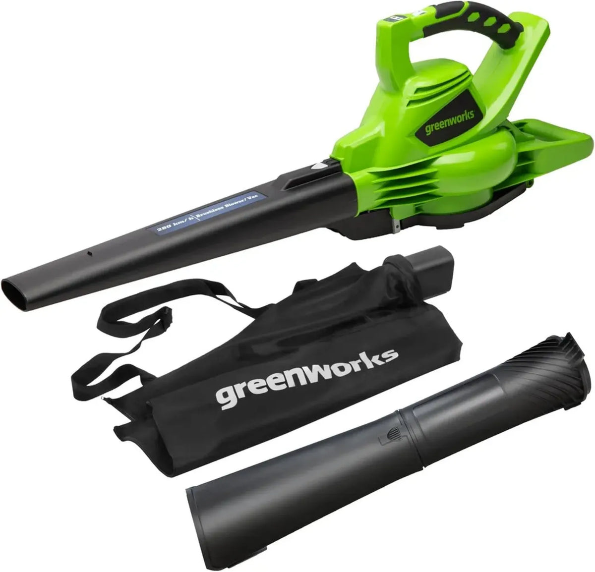 Soffiatore a Batteria Greenworks 40V con Motore Brushless, Velocit¨¤ 280 km/h, Raccolta 45L
