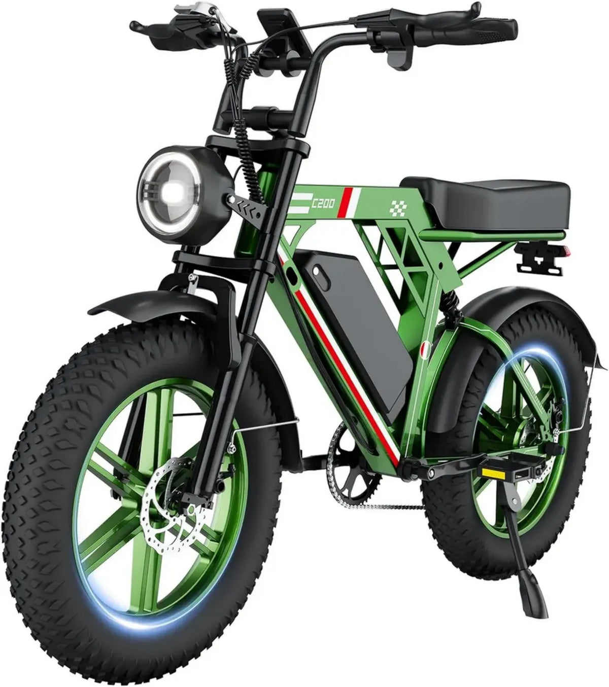 Bicicletta Elettrica 20'' per Adulti con Batteria Rimovibile, Cambio a 7 Velocit¨¤, Freni a Disco e Pneumatici Fat