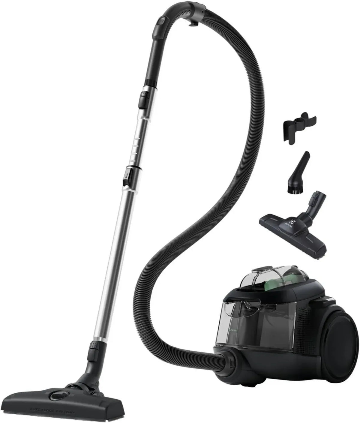 Electrolux EL61C2GRN Aspirapolvere Ecologico Senza Sacco, 700W, Capacit¨¤ 1.6L, Spazzola Parquet, 3 in 1 Accessorio, Plastica Riciclata, Nero