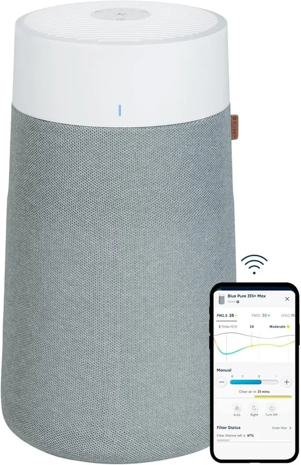 Purificatore d'Aria BLUEAIR per Grandi Ambienti - Silenzioso e Intelligente con Tecnologia HEPASilent, Elimina Allergeni e Inquinanti