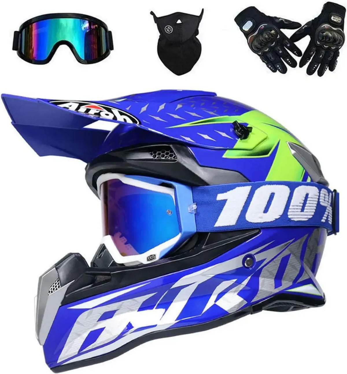Casco Completo Motocross Unisex con Accessori Inclusi