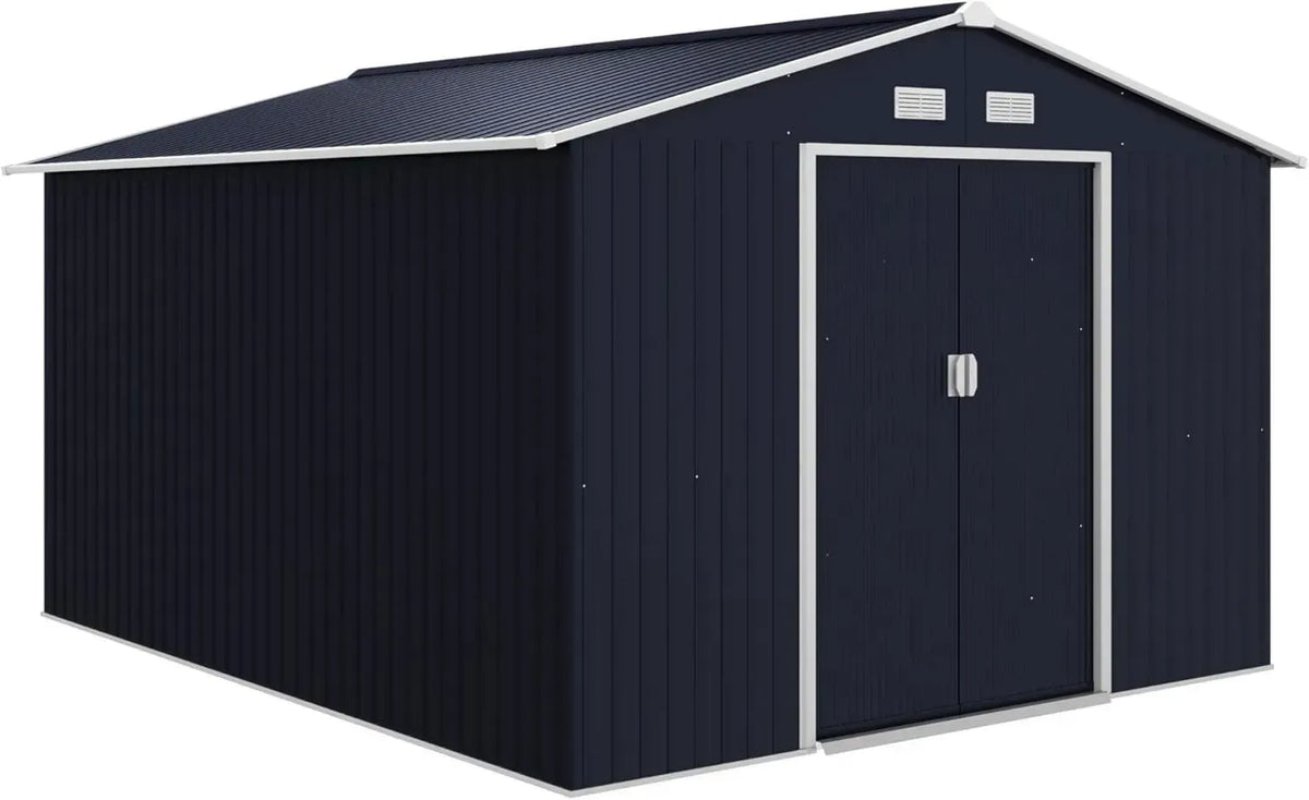 Capanno da Giardino in Acciaio 8.3 m2 con Porte Scorrevoli e Ventilazione, Grigio Scuro