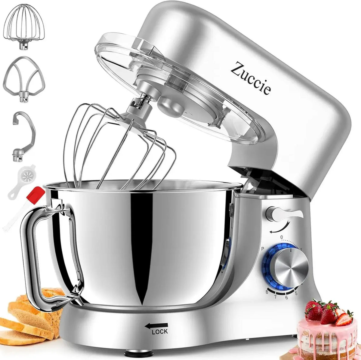 Robot da Cucina Planetaria 1000W, 8 Velocit¨¤, 5L, Ciotola in Acciaio