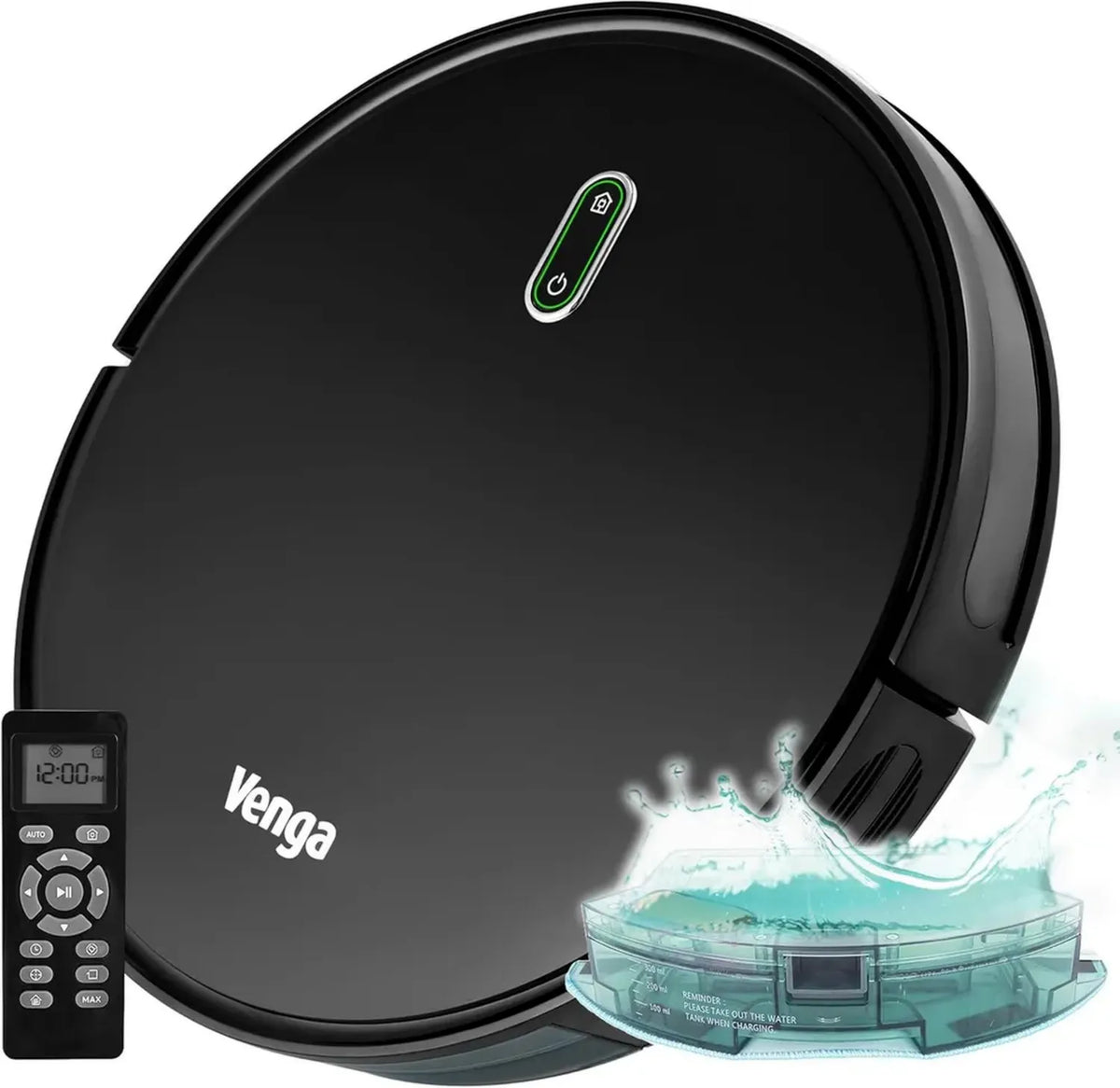 Robot Aspirapolvere 3 in 1 con Lavapavimenti, Serbatoio d'Acqua, 6 Modalit¨¤ di Pulizia, Ricarica Automatica, Controllo Semplice, Nero