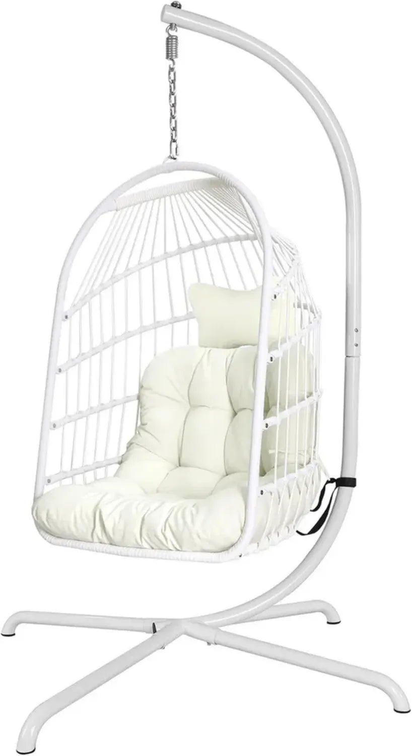 Poltrona a uovo sospesa con cuscino e supporto robusto per interno ed esterno, capacit¨¤ 150 kg