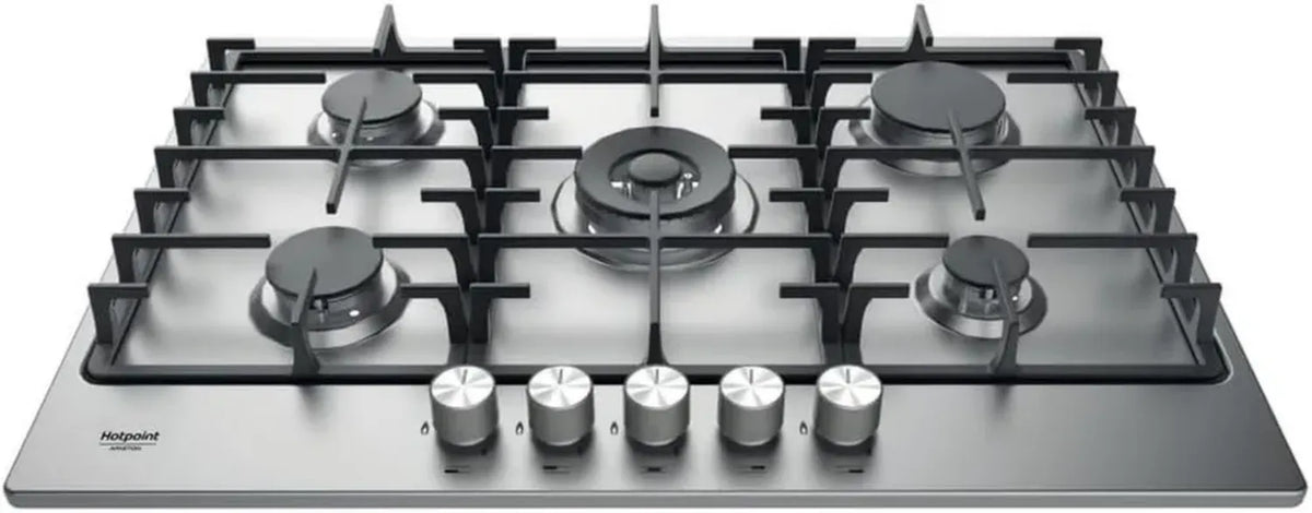 Piano cottura a gas 5 fuochi Hotpoint in acciaio inox