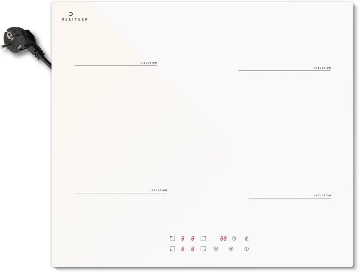 Piano a Induzione Bianco 4 Zone, 60CM 3500W, Controllo Touch, Sicurezza e Protezione Termica, 220V
