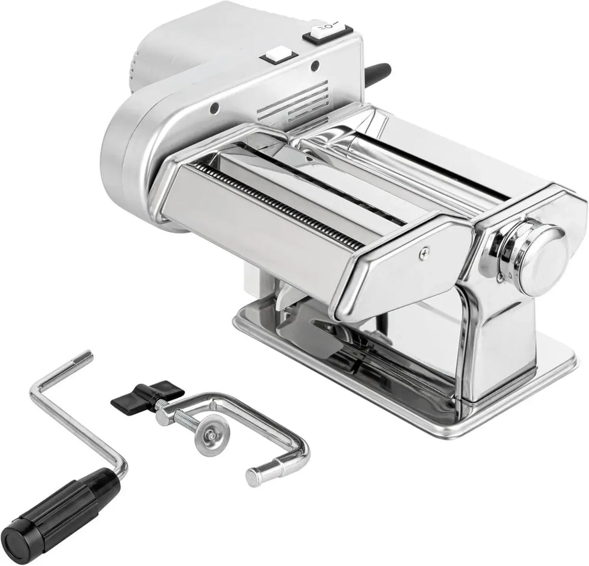 Macchina Automatica per Pasta in Acciaio Inox con Rullo Motorizzato, 37x24x14 cm, Argento