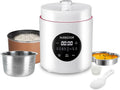 Mini Cuociriso Elettrico 1,5L con Funzione Basso Carboidrato e Cottura a Vapore, Multifunzione con 7 Programmi, Display Digitale e Funzione Caldo (Bianco)