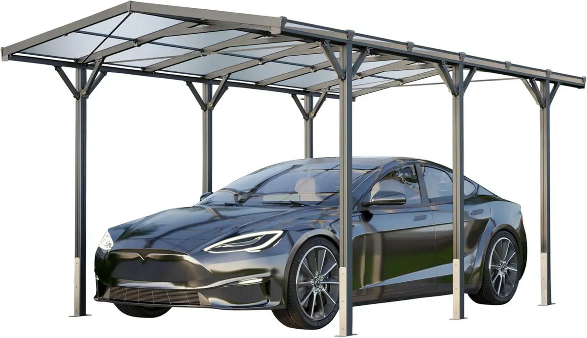 Tettoia per Auto in Alluminio Antracite 2,85x5,05m
