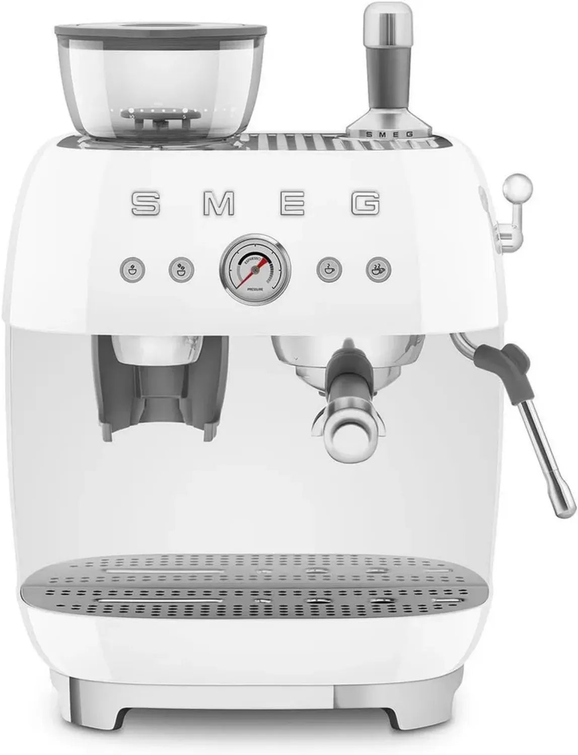 Macchina da Caff¨¨ Espresso Manuale Smeg con Macinacaff¨¨ Integrato, Thermoblock, Compatta e Potente, Bianca