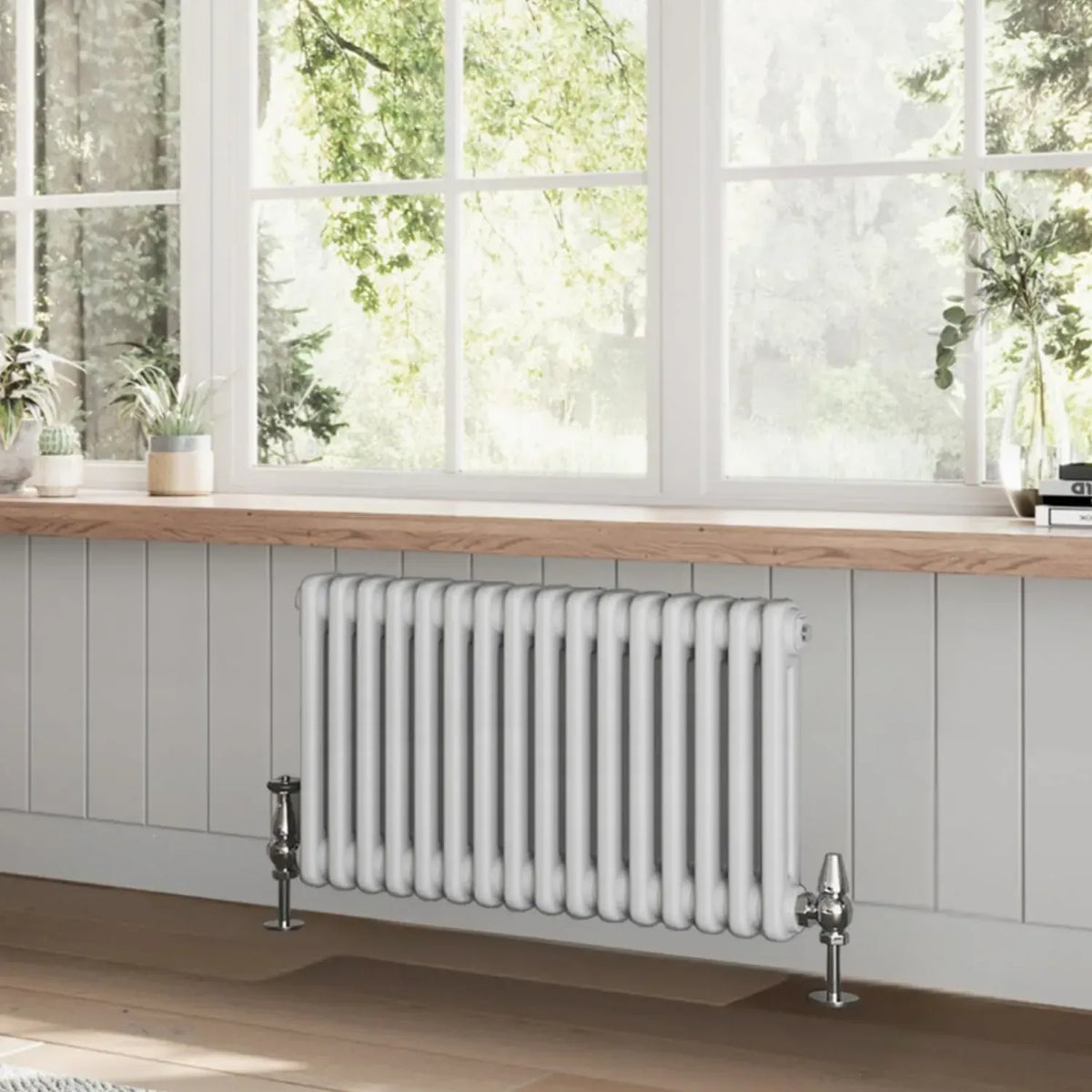 Radiatore Orizzontale Doppia Colonna per Riscaldamento Centralizzato, 400x785mm - Bianco