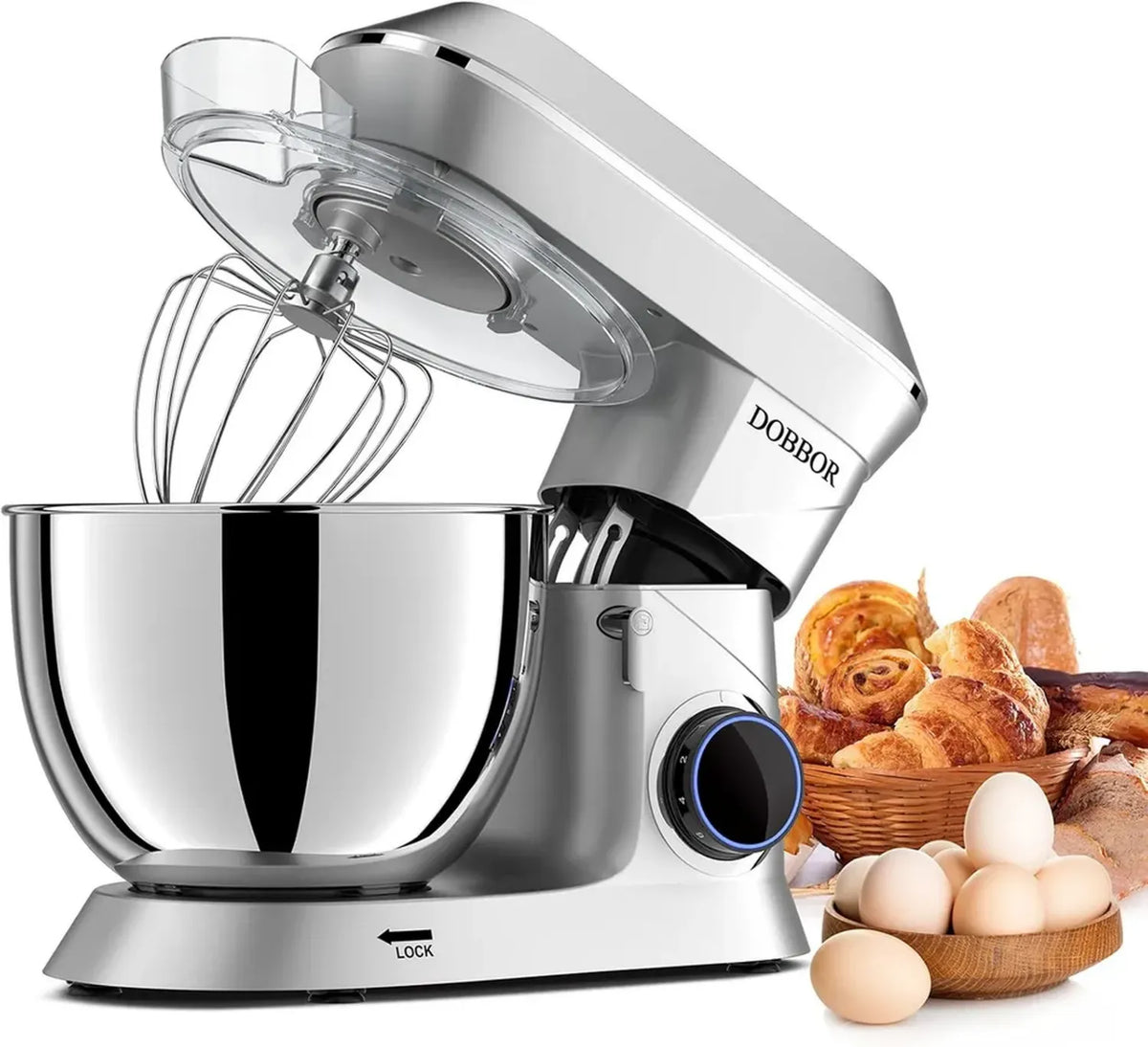 Impastatrice Planetaria 1500W 9.5L in Acciaio Inox, 7 Velocit¨¤, Accessori Inclusi