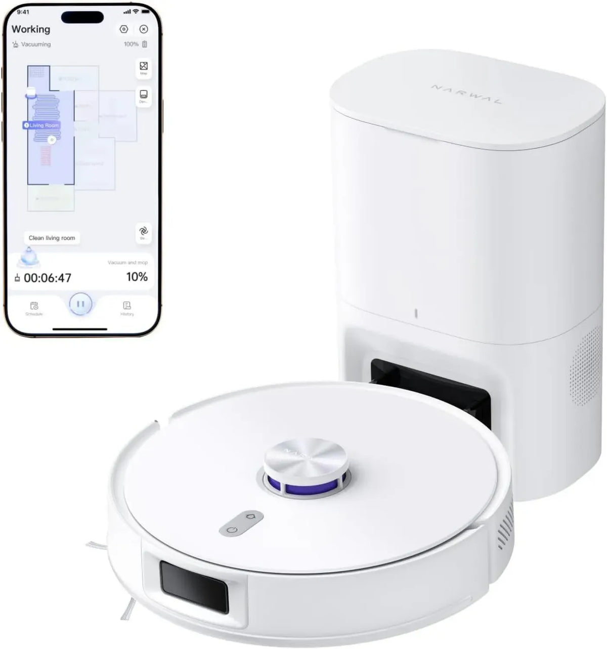 Robot Aspirapolvere Narwal Freo S, Potente 8000Pa, Stazione di Svuotamento 3.5L, Navigazione Laser e Controllo APP