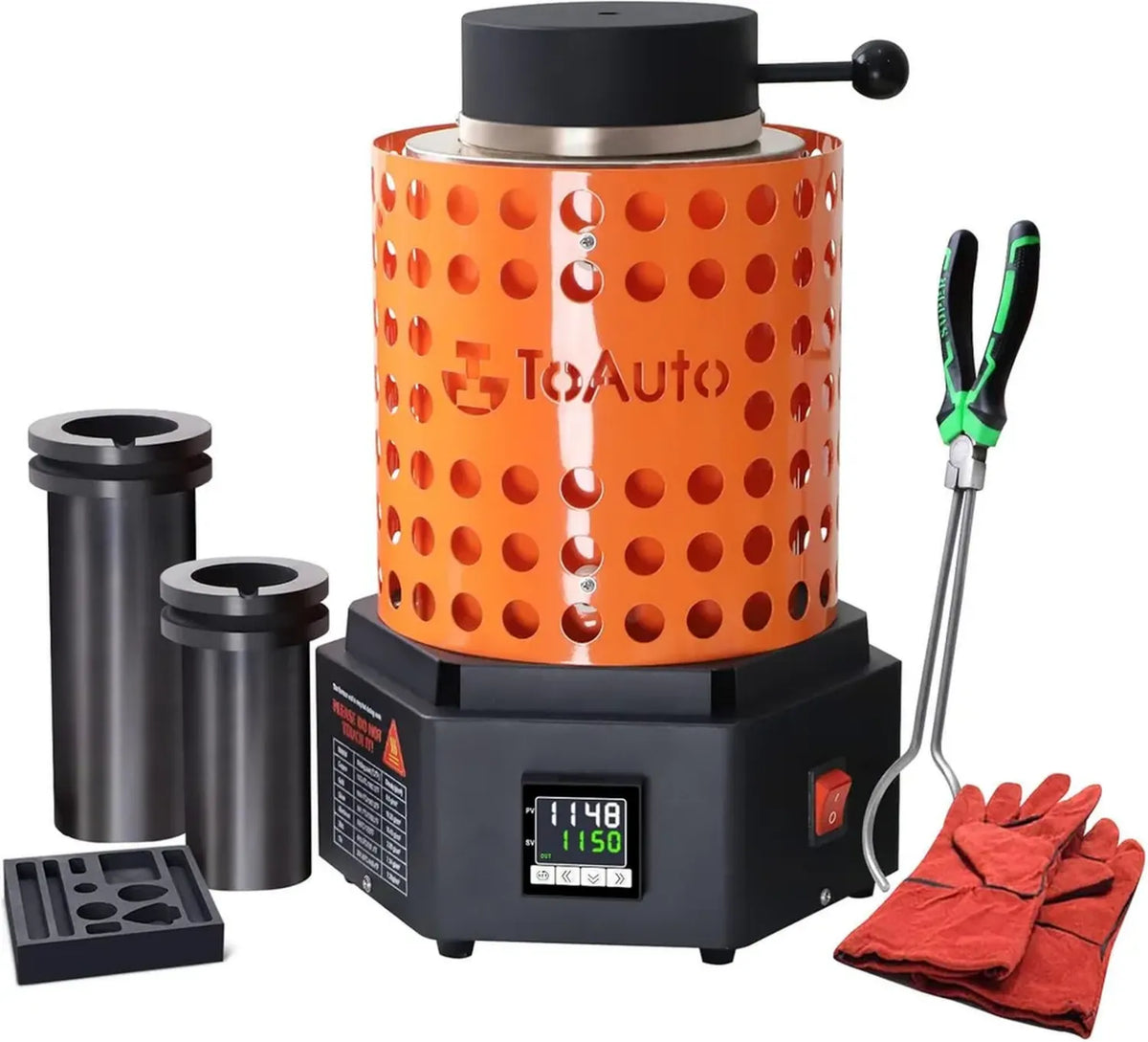 Forno Fusione Oro 3kg 2000W con Crogiolo in Grafite per Metalli Preziosi