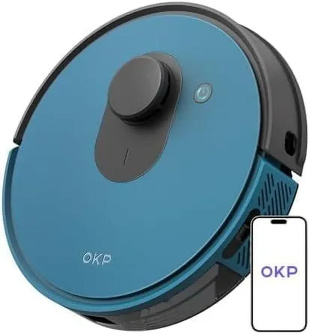 Robot Aspirapolvere OKP L1 con LiDAR, 3800Pa, 200 Minuti di Autonomia, Compatibile con WiFi e Alexa, Mappatura e Zone Vietate, Ricarica Automatica, Blu
