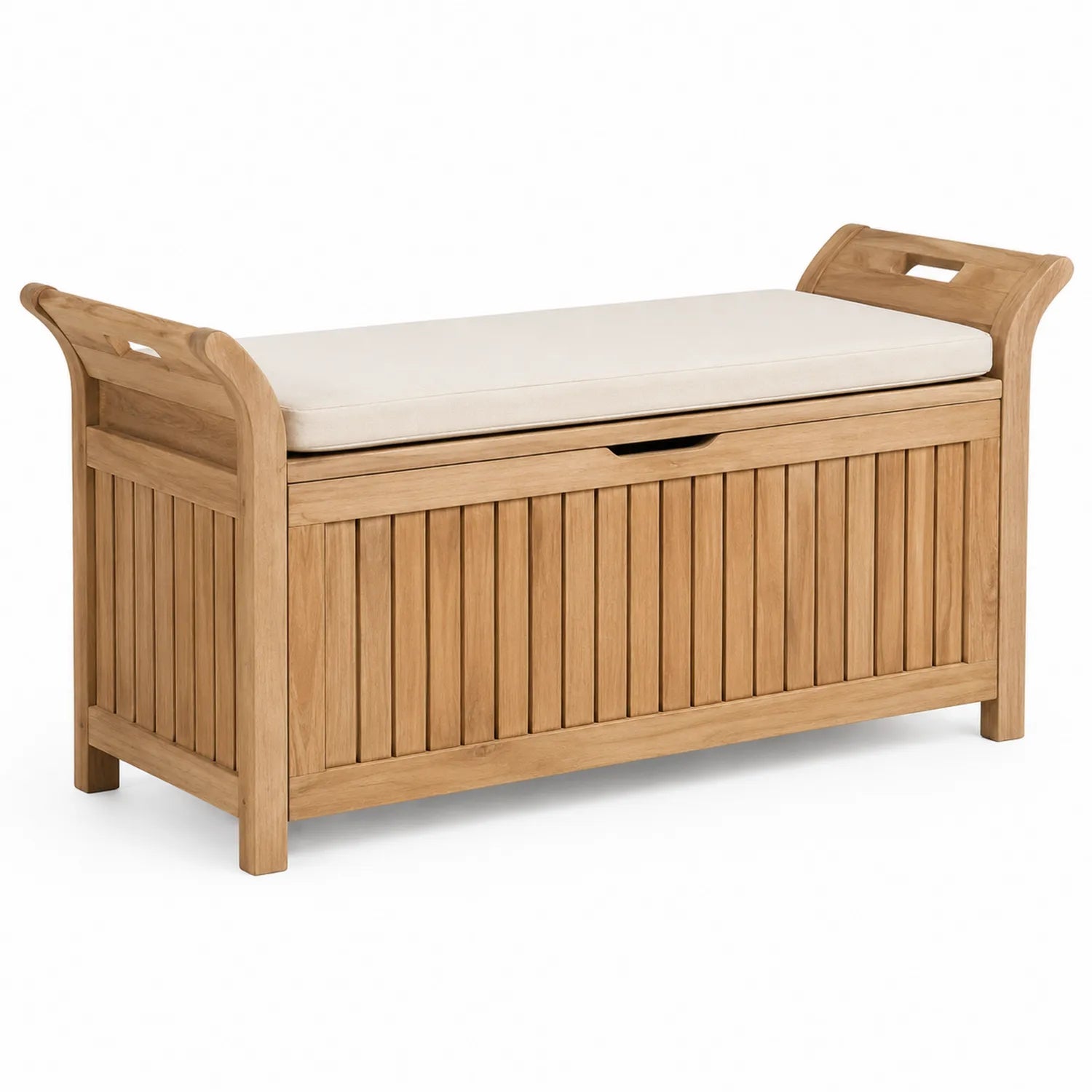 Panca in Legno con Cuscino Crema