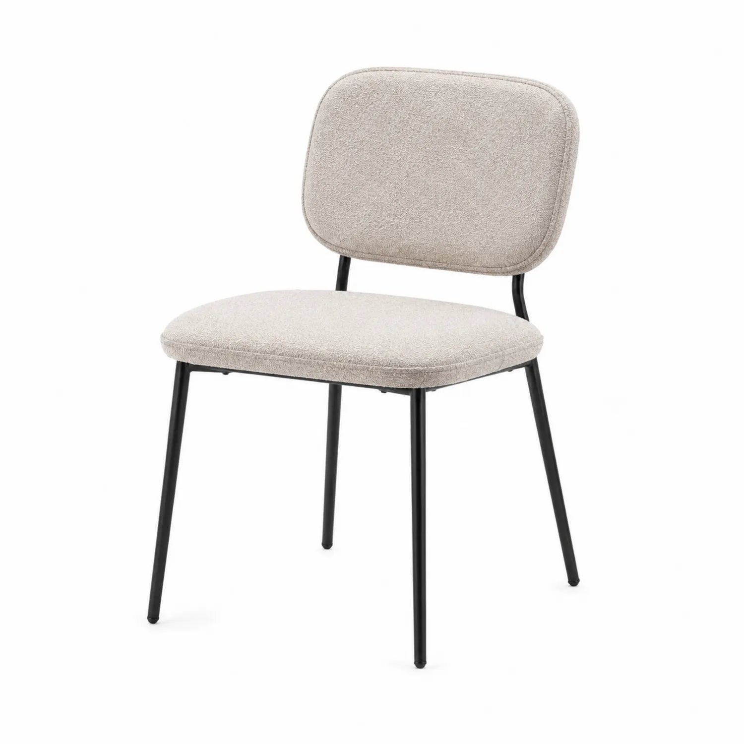 Sedia in tessuto beige con gambe in metallo