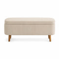 Panca contenitore in tessuto a coste Beige 120x45x45 cm