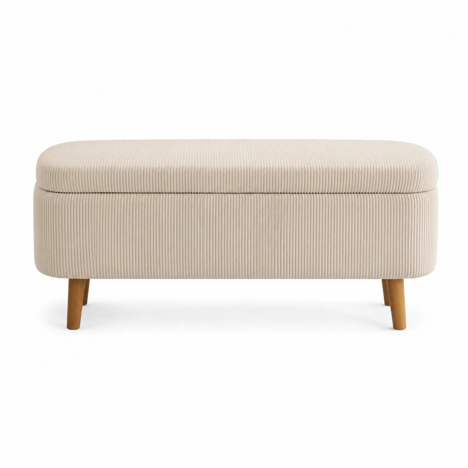 Panca contenitore in tessuto a coste Beige 120x45x45 cm