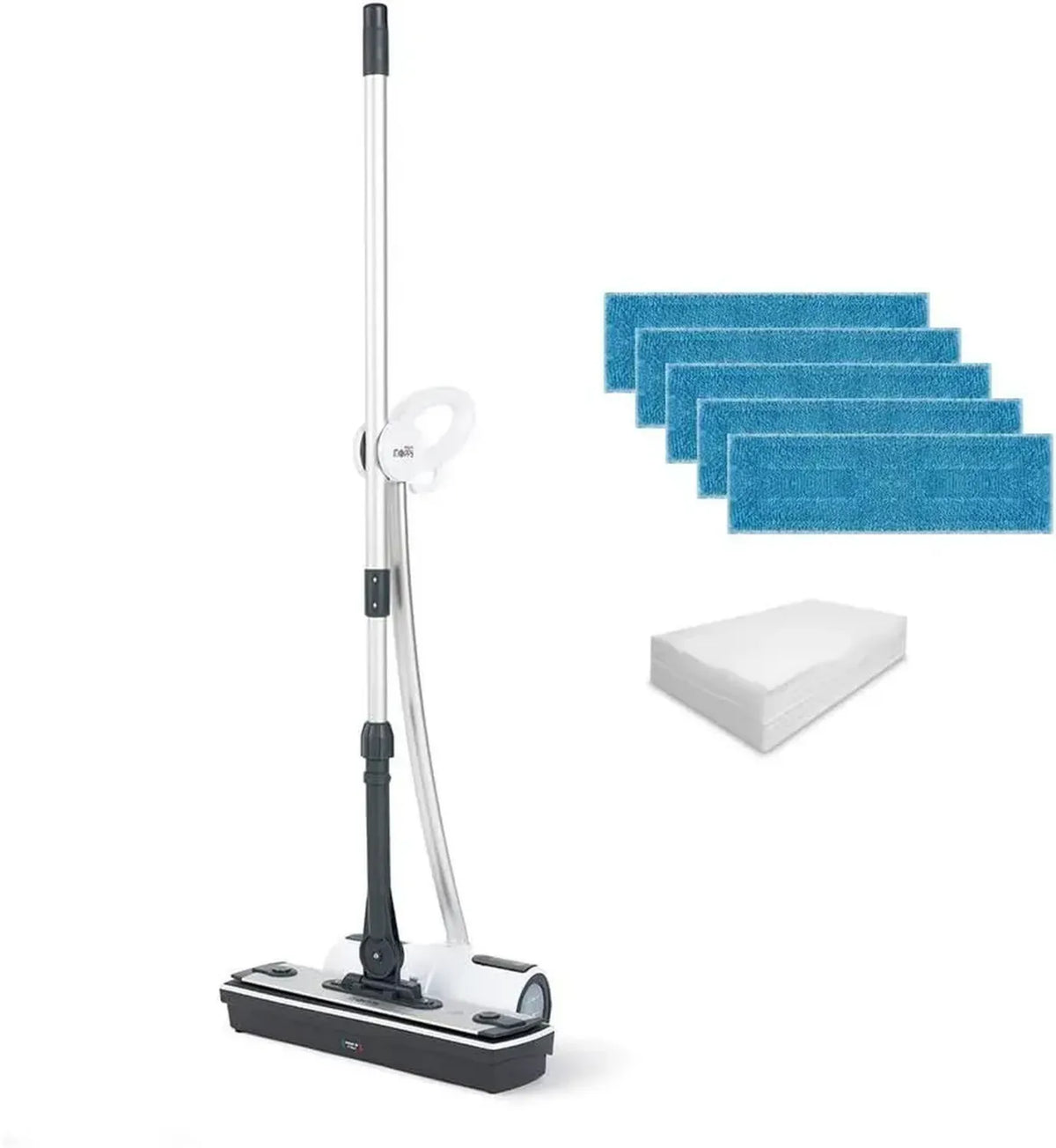 Polti Moppy Premium Bianco, Sistema a Vapore Senza Fili per Pavimenti e Superfici, 1500 W, Serbatoio 0,7 L, Include 25 Panni