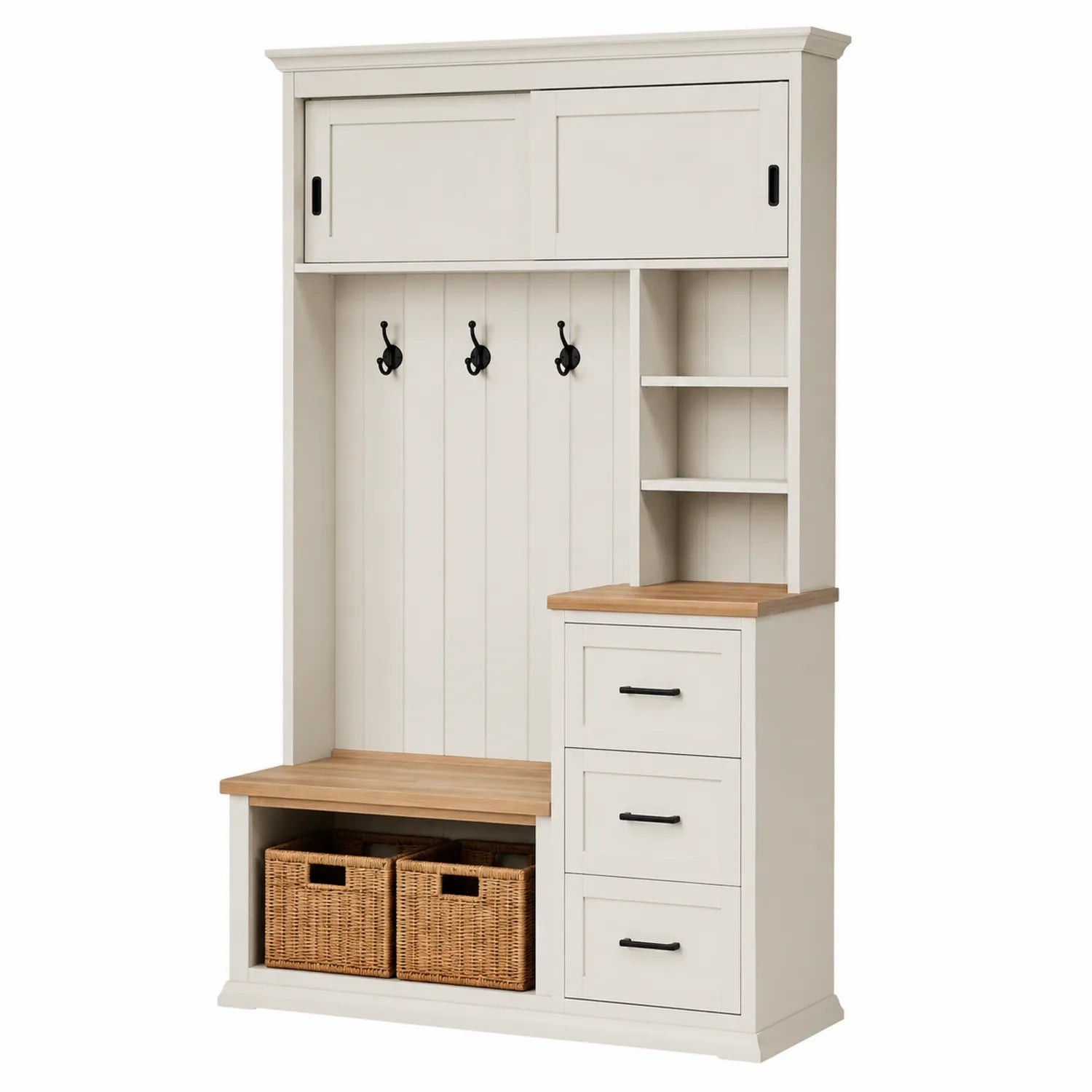 Appendiabiti Ingresso MDF con Ganci e Cesti