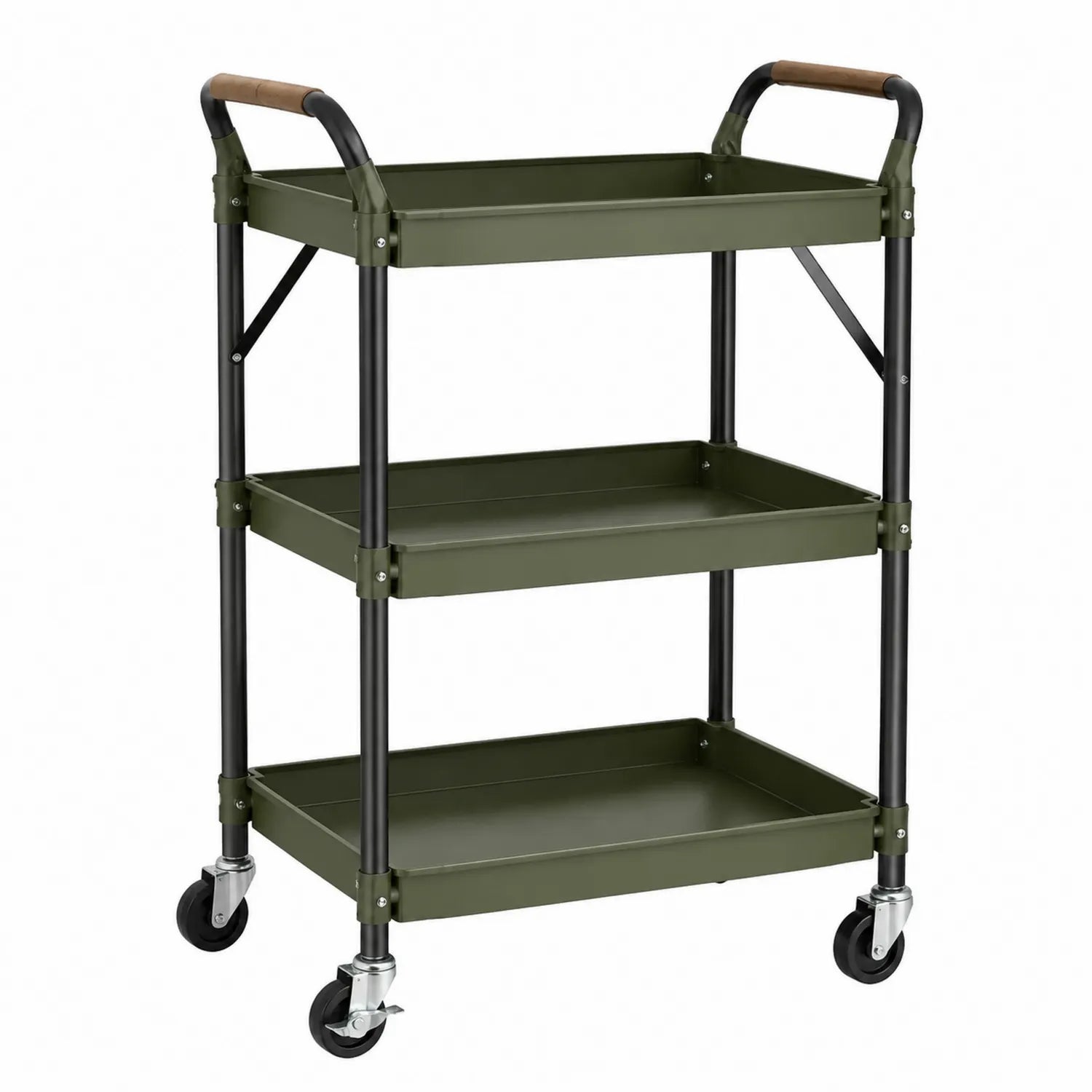 Carrello metallico a 3 ripiani con ruote Verde