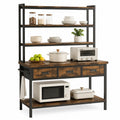 Credenza da Cucina in Legno con Ripiani e Struttura in Metallo, 100x40x160 cm