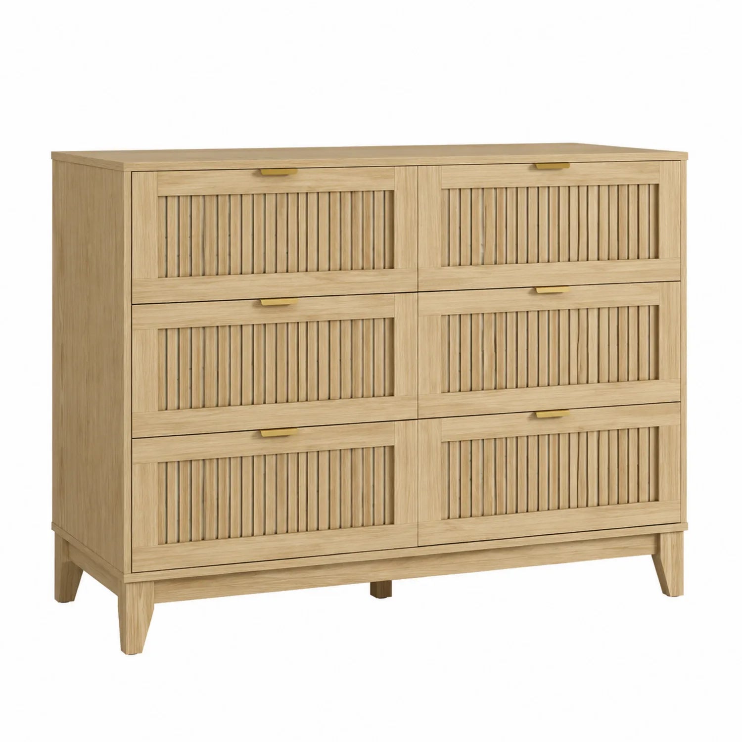 Cassettiera in Legno di Rovere con 6 Cassetti Naturale