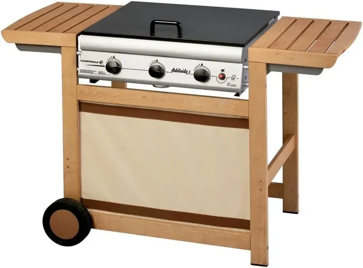 Barbecue a Gas Campingaz Adelaide 3 Woody, 3 Bruciatori, 14 kW, Griglie in Acciaio, 2 Ripiani Laterali