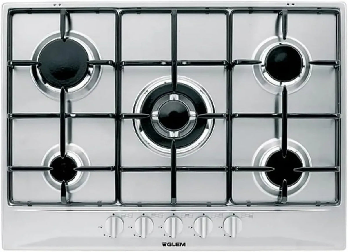 Piano Cottura Gas Glem 90cm 5 Fuochi In Acciaio Inox
