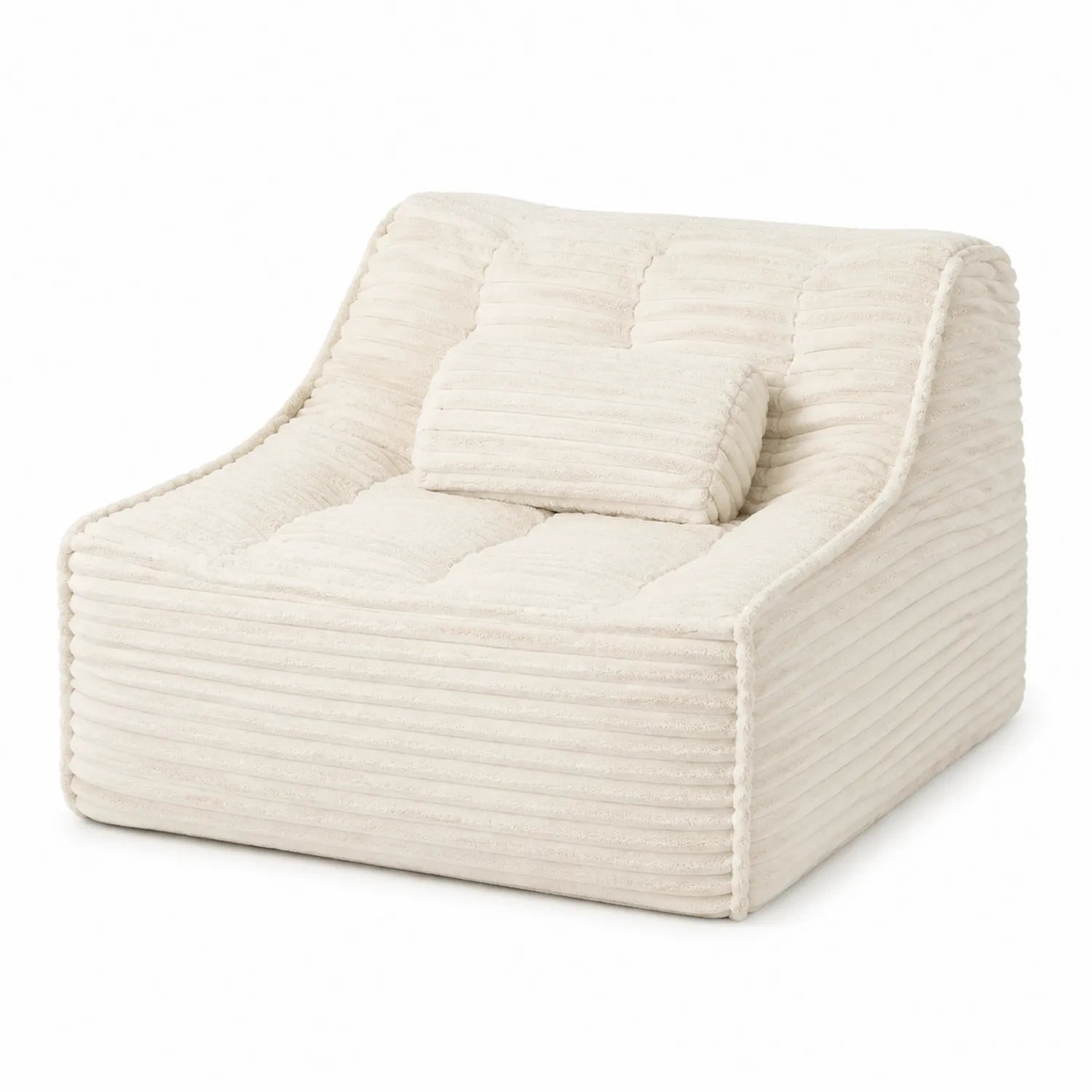 Poltrona in Velluto a Coste Beige 90x90x70 cm