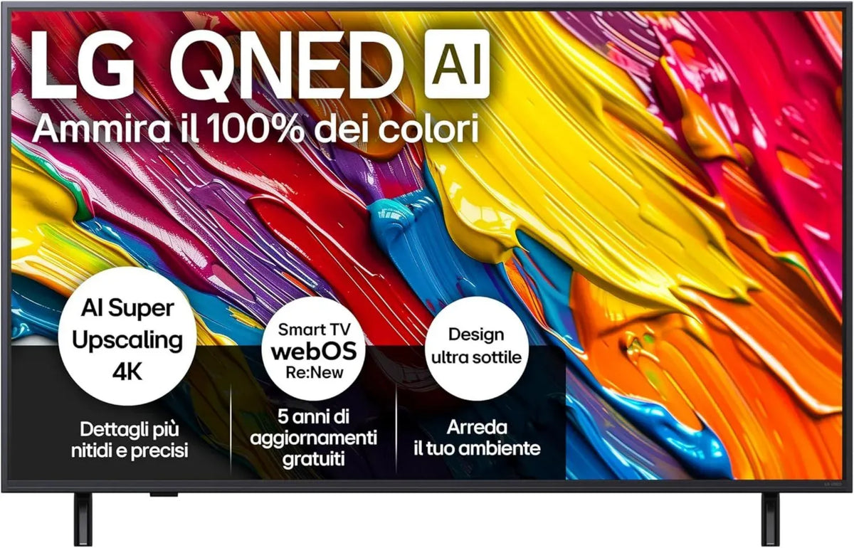 Televisore LG QNED84 50'' 4K Smart, Processore ¦Á7 Gen8, Colori Dinamici QNED, Design Ultra Sottile, Sistema webOS AI, Telecomando Puntatore, VRR per Gaming 4K@60Hz