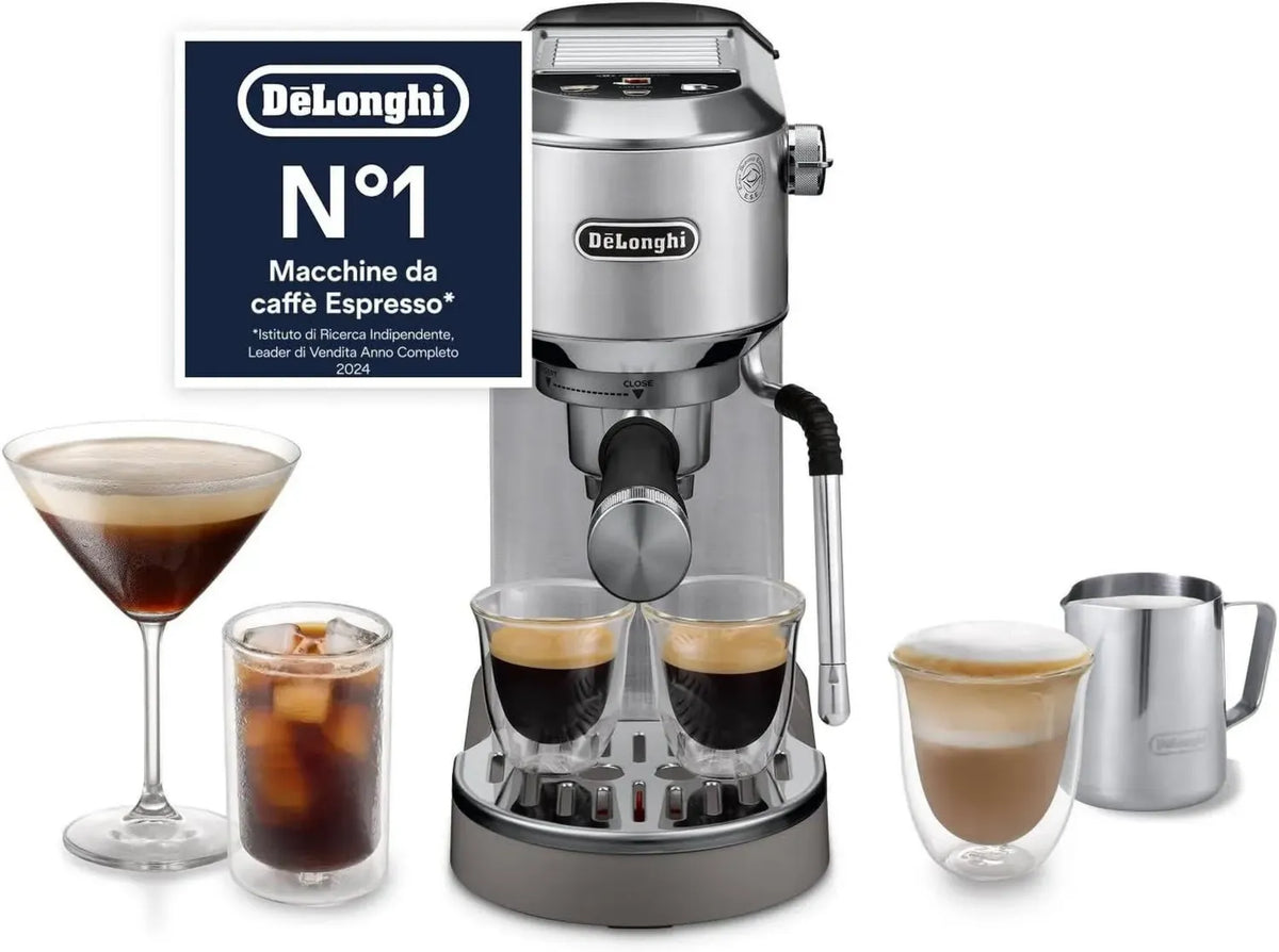 Macchina Caff¨¨ Espresso De'Longhi Dedica Duo EC890.M, Cappuccino e Cold Brew, Barista con Lancia Vapore, Display Touch, Compatta 15cm, Serbatoio 1,1L
