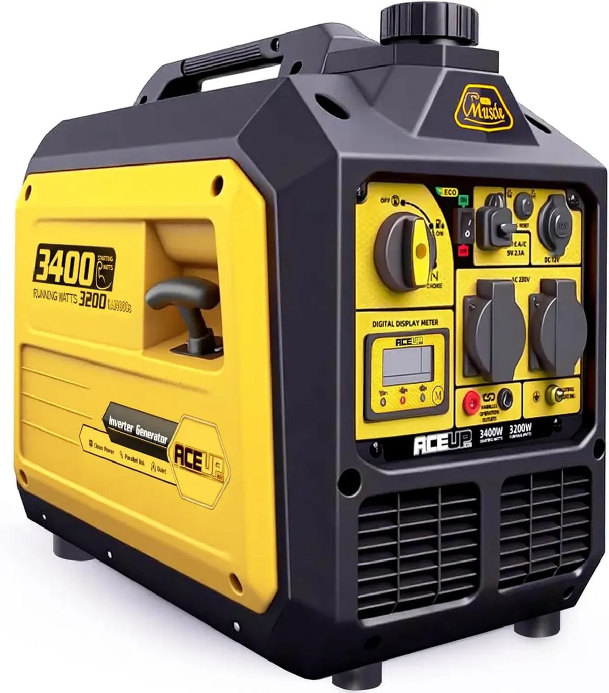 Generatore Inverter Portatile 3400W Aceup Energy - Onda Sinusoidale Pura, Benzina, Silenzioso, Certificato CE, Ideale per Casa e Campeggio