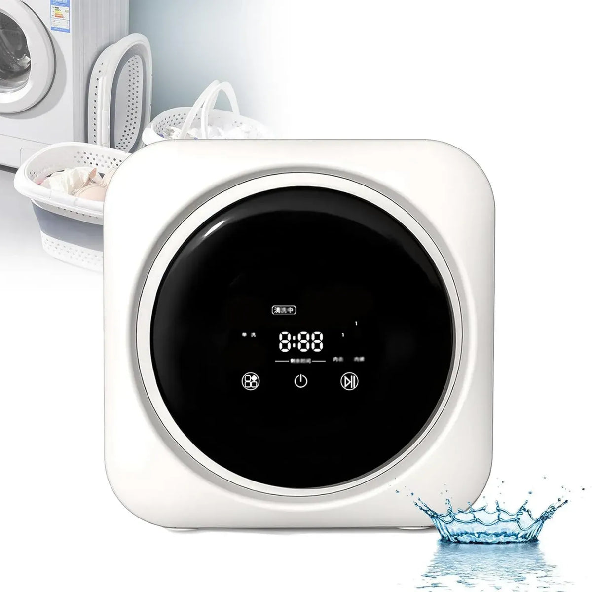 Lavatrice Portatile Compatta 220V 170W con Carico Frontale e Pannello LCD