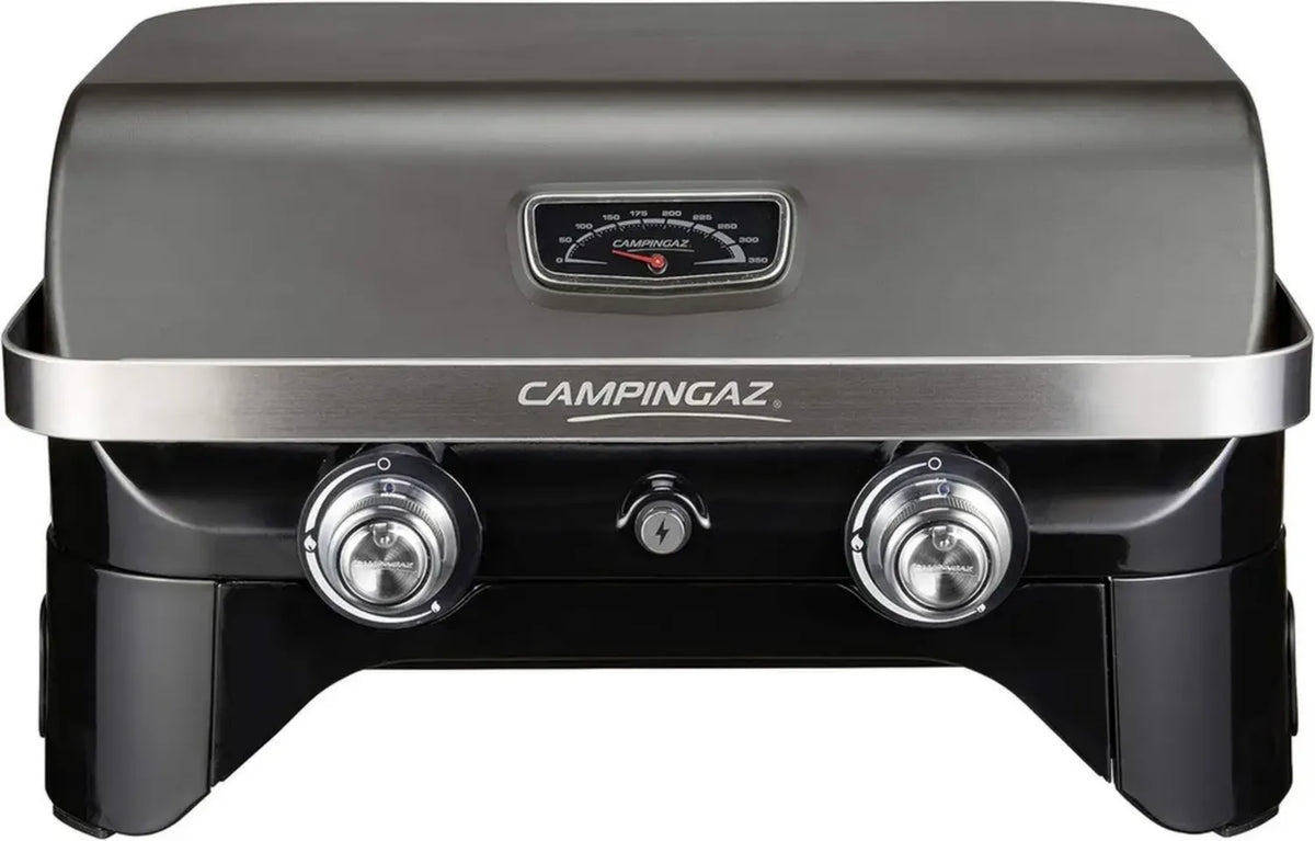Griglia a Gas Portatile Campingaz Attitude 2100 LX con 2 Bruciatori, 5 kW, Ideale per Campeggio, Coperchio e Termometro Inclusi