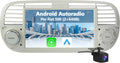 Stereo Android per Fiat 500 (2007-2015) con CarPlay e Android Auto, 64GB, GPS, BT, comandi al volante e fotocamera posteriore