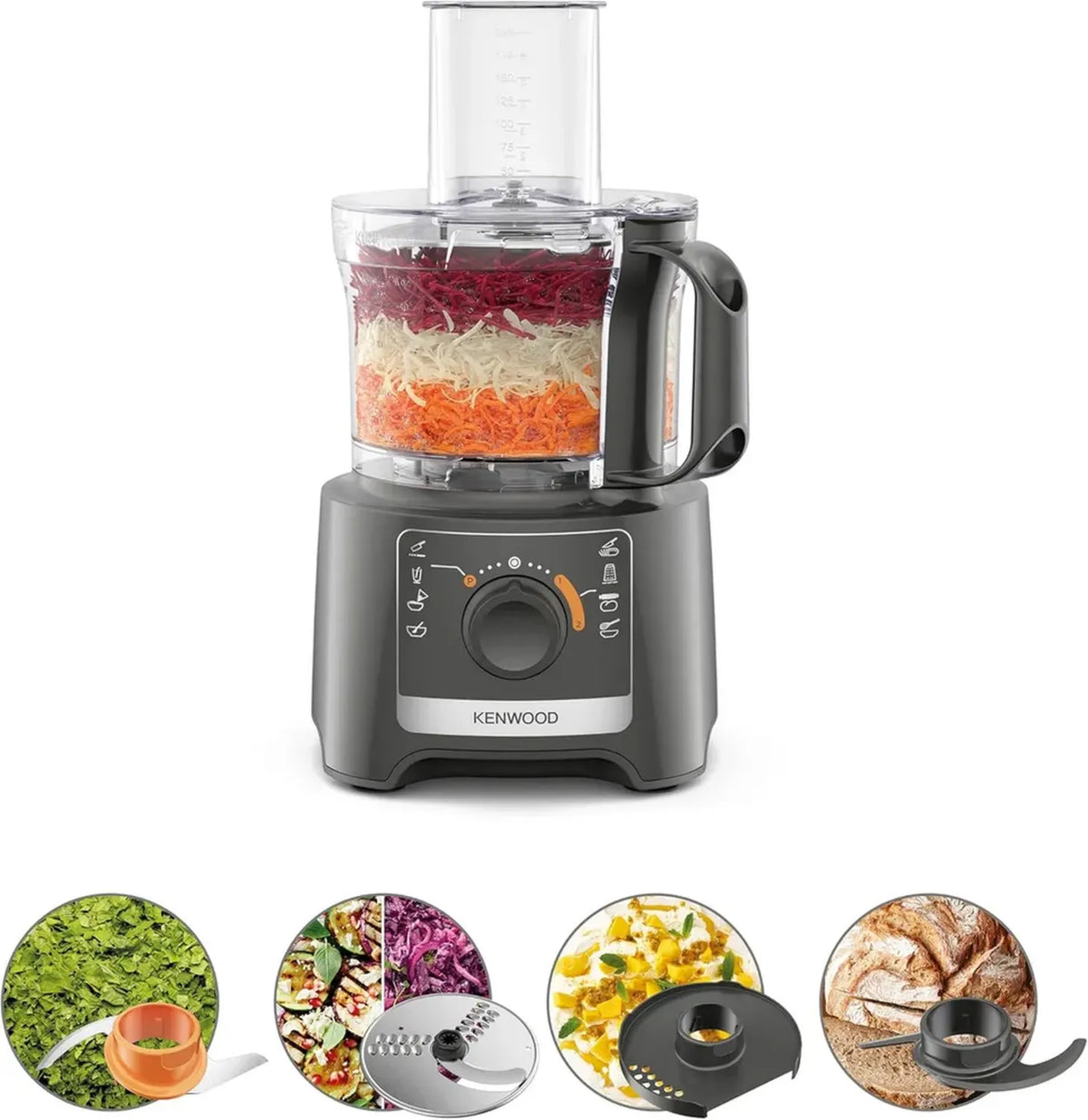 Kenwood Multipro Compact FDP31.020GY 2023, Robot da Cucina con 2 Velocit¨¤, Ciotola 2,1L, 800W, Tritatutto Elettrico