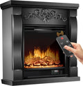 Camino Elettrico KESSER con Effetto Fiamma 3D LED, Riscaldamento 1800W, Nero
