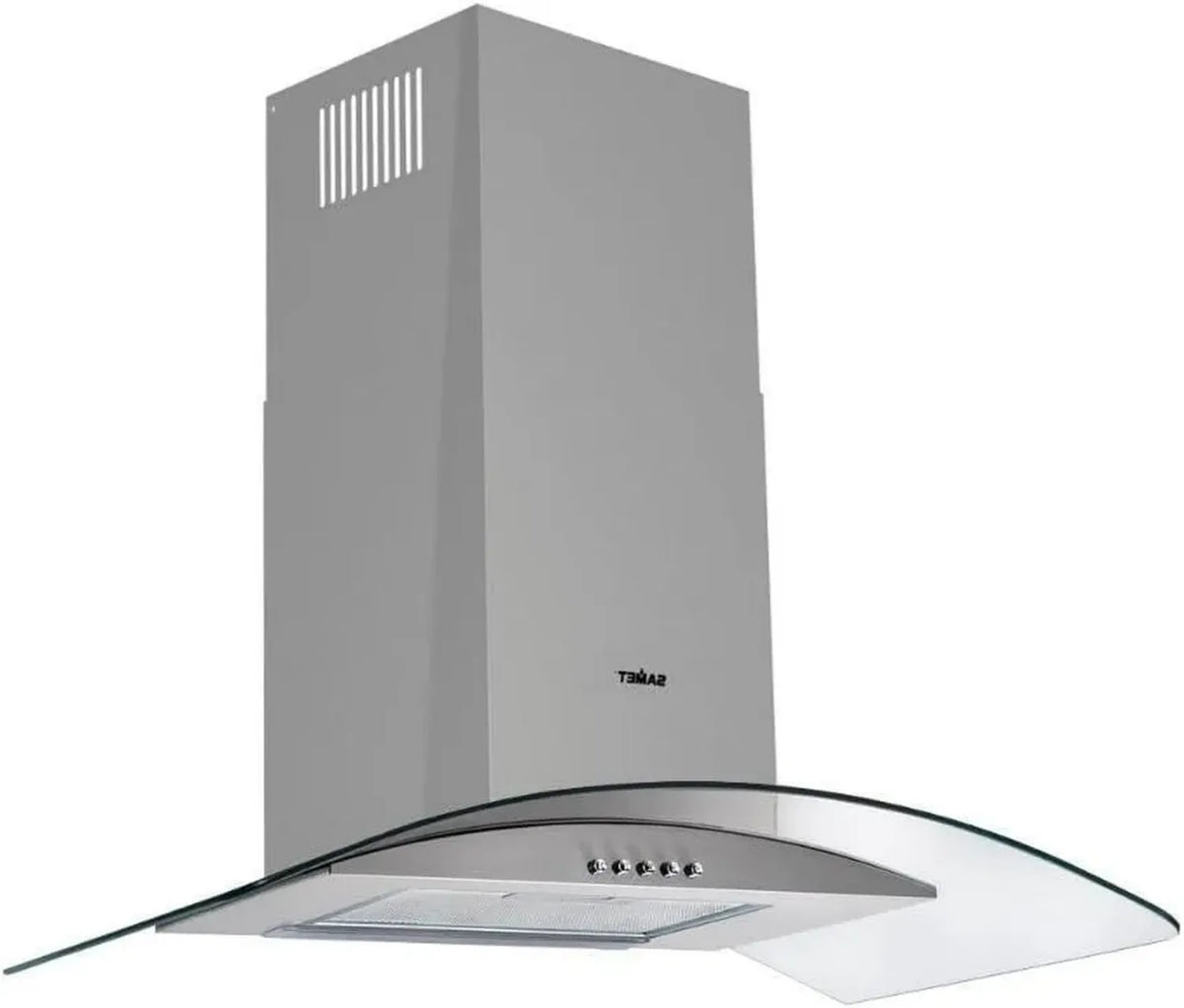 Cappa aspirante a parete in acciaio inox 90 cm con cupola in vetro