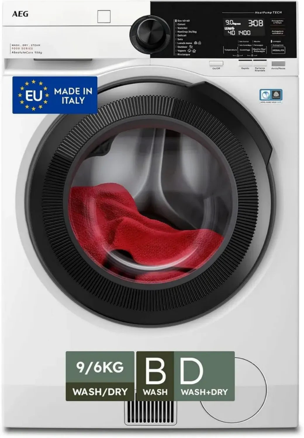 AEG Lavasciuga ?kokombi Serie 9000, 9 kg Lavaggio, 6 kg Asciugatura, Efficienza Energetica Classe B/D, Bianco
