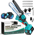 Motosega a Batteria 15,2 cm, 2 Batterie 4000 mAh, Motore Brushless, Portatile per Rami