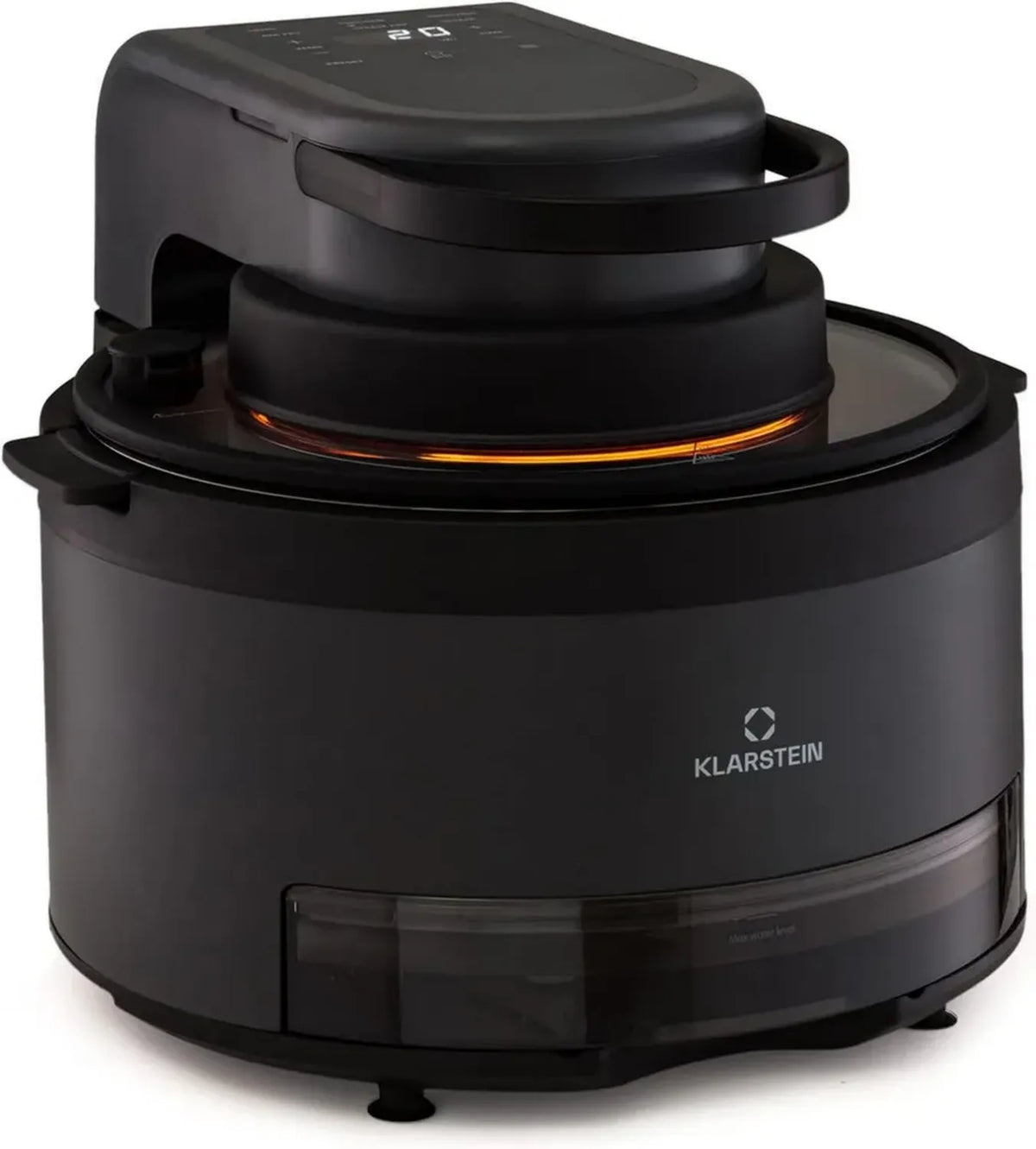 Klarstein Friggitrice ad Aria con Funzione Vapore, 1250W, Touch, 6 Programmi, Timer, Accessori e Vaporiera 5L
