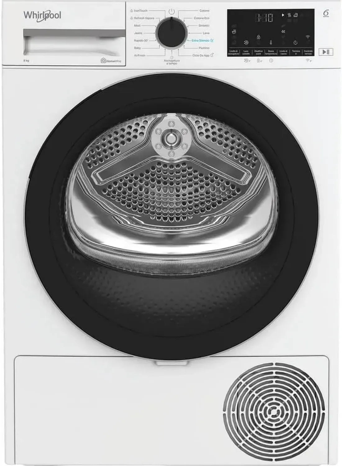Whirlpool Lavatrice 8kg, Classe C, Bianco, Display XL, Wi-Fi, Funzione IronTouch