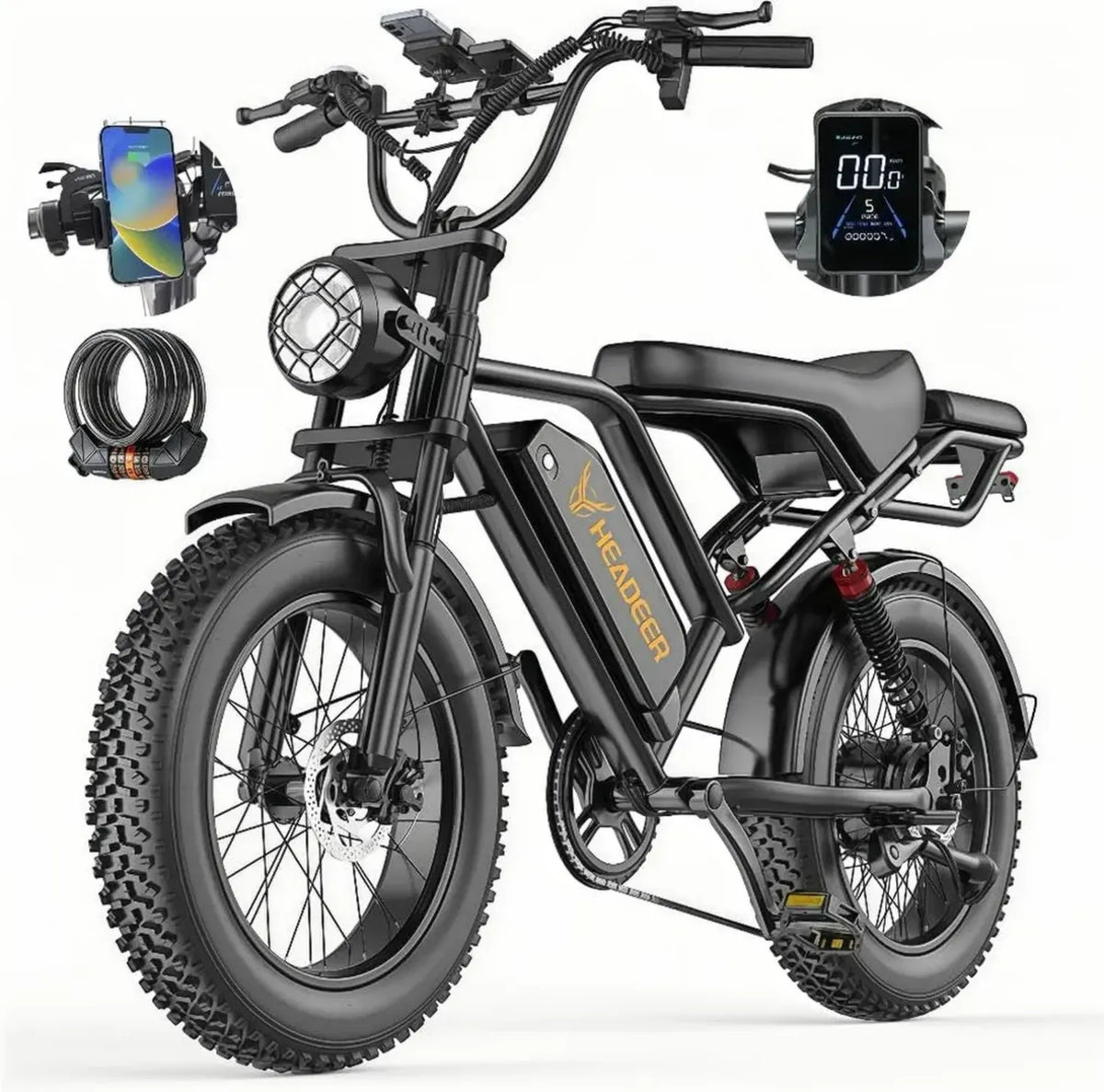Bicicletta Elettrica Adulti 48V 20Ah, MTB 20'' Doppia Sospensione, Freni a Disco, Autonomia 100 km