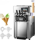 Macchina Gelato Professionale 2X3L 1200W, 18L/h, 3 Gusti con Pannello LCD e Pulizia Automatica per Bar, Ristoranti e Negozi