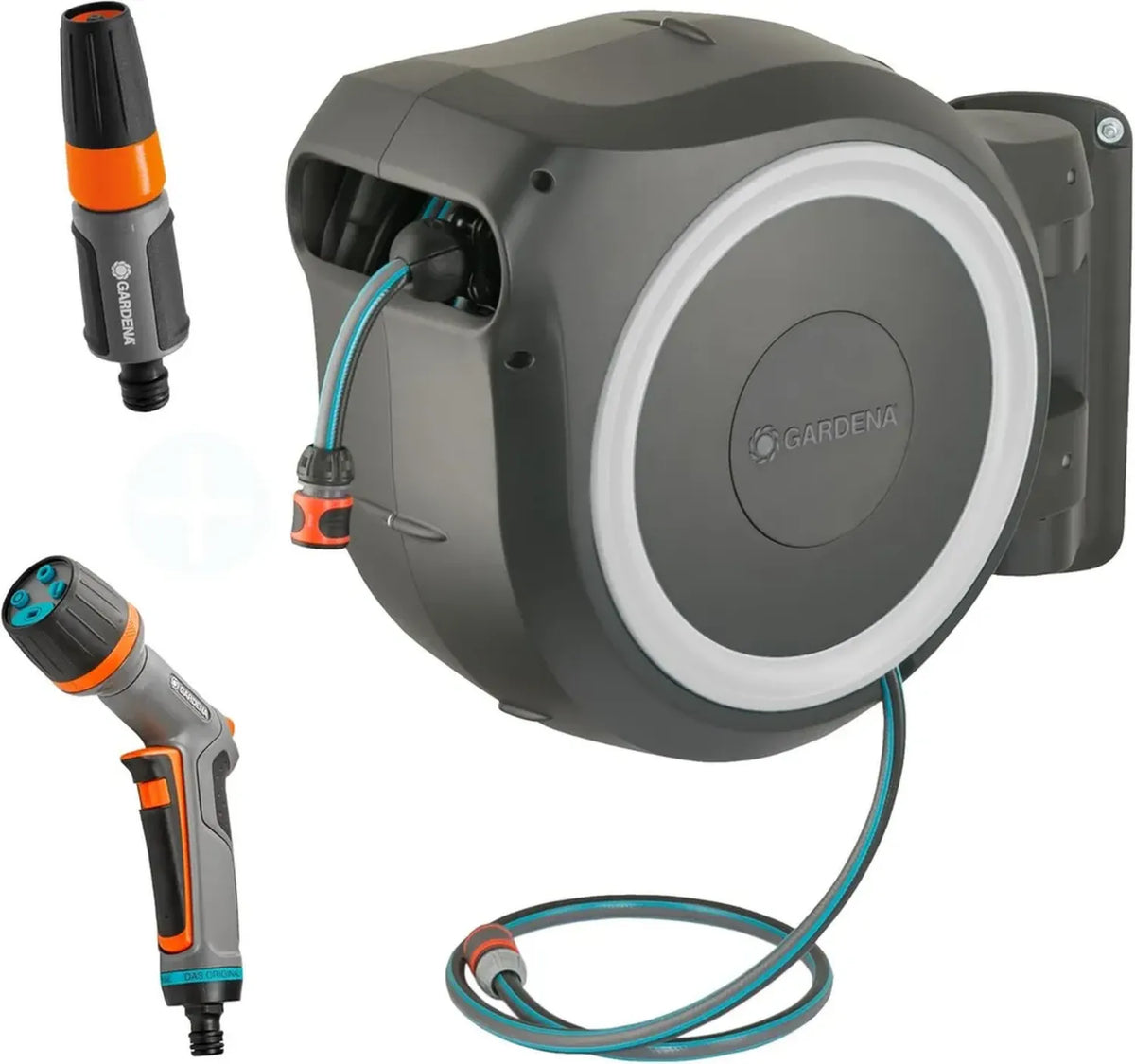 Gardena Avvolgitubo Automatico da Parete 30 m con Lancia Multiuso e Guida Tubi