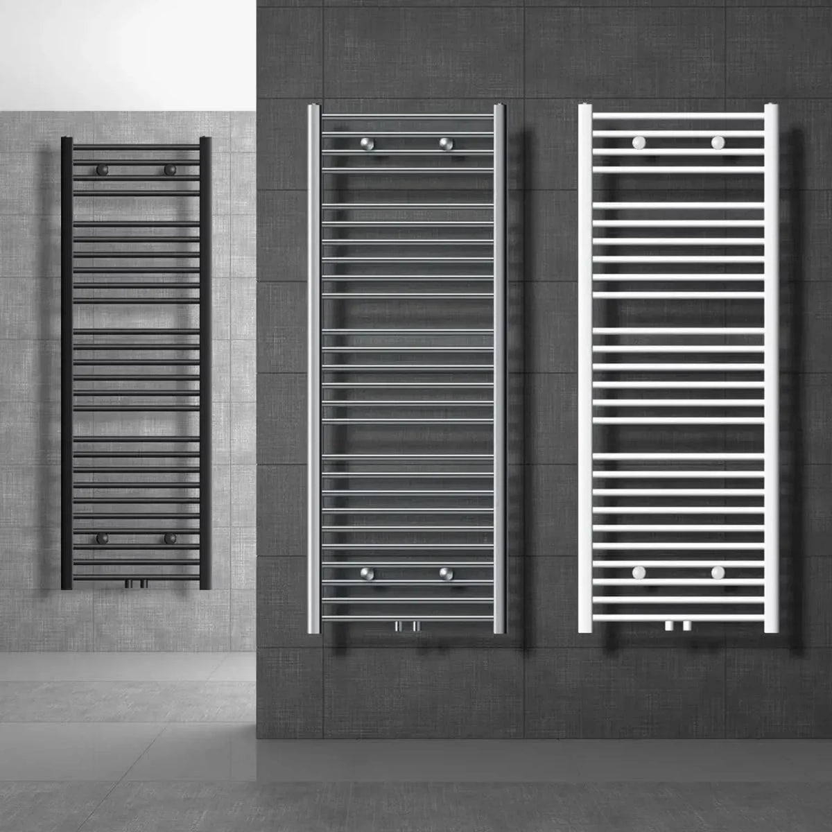 Termoarredo Scaldasalviette Sahara 600x800 mm Bianco con Attacco Centrale e Termostato Angolare