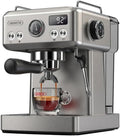 Macchina da Caff¨¨ Espresso Semiautomatica HiBrew H10A, Acciaio Inox, 20 Bar, Argento, Riscaldamento Veloce e Schiuma Potente